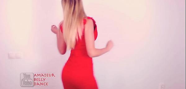  Bigger Boobs! Cam Girl First Dance After Breast Implant Enhancement Surgery in Red Dress